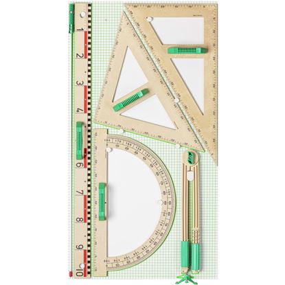 Obrázek Magnetické rýsovací potřeby na školní tabuli WISSNER - sada 6 ks / dřevo