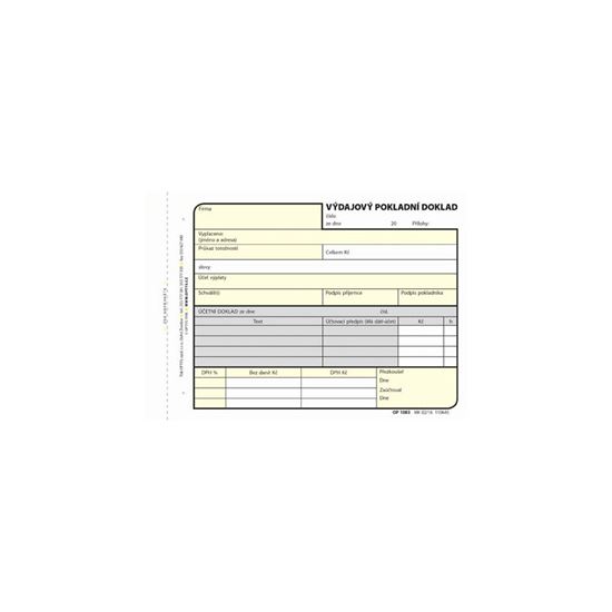Obrázek z Optys 1083 výdajový pokladní doklad 100 listů NCR A6