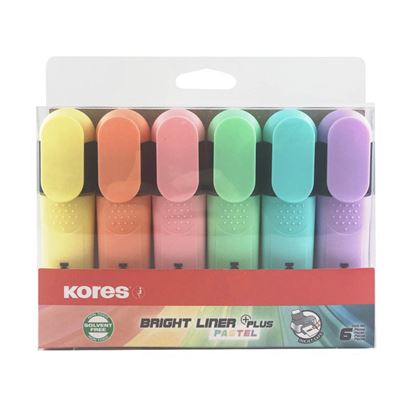 Obrázek Zvýrazňovač Kores Bright Liner Pastel / sada 6 ks