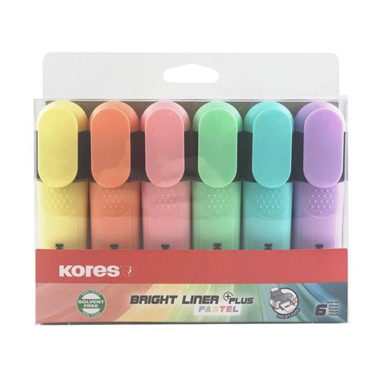 Obrázek z Zvýrazňovač Kores Bright Liner Pastel / sada 6 ks