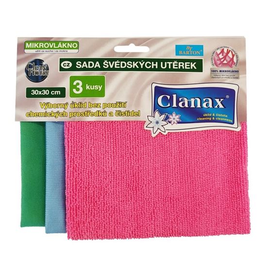 Obrázek z Švédské utěrky Clanax z mikrovlákna - 30 x 30 cm / 3 ks