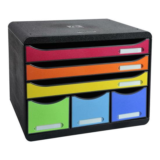 Obrázek z Zásuvkový box Exacompta Iderama - černý duhový / 6 zásuvek na šířku