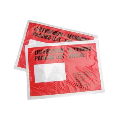 Obrázek Obálky samolepicí na zásilky - DL / 245 mm x 125 mm / červené / okénko vpravo