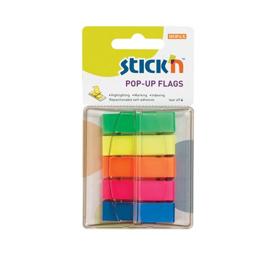 Obrázek z Samolepicí záložky Stick´n by Hopax Z - 12 x 45 mm / 5 x 40 lístků / neonové