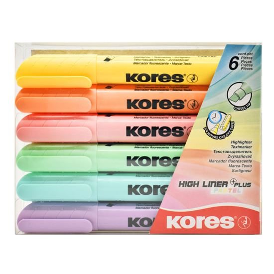 Obrázek z Zvýrazňovač Kores High Liner PLUS Pastel / sada 6 ks