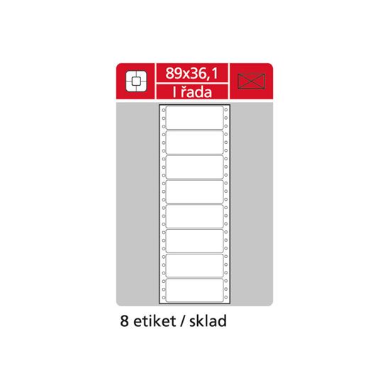 Obrázek z Tabelační etikety s vodící drážkou - 89 x 36,1 mm jednořadé 4000 etiket / 500 skladů