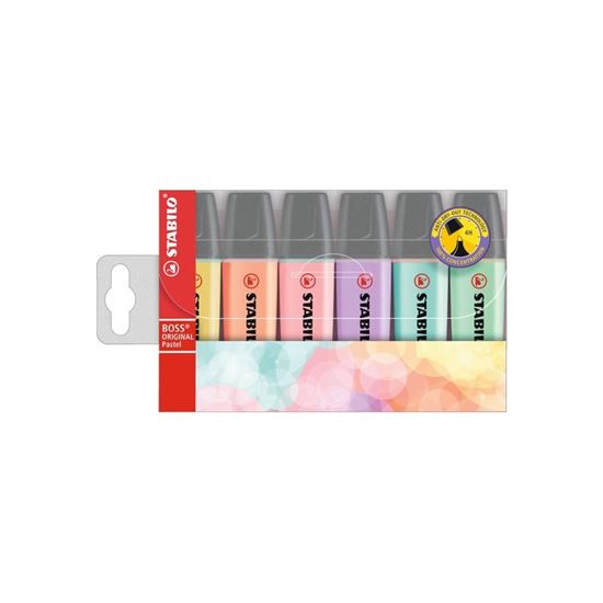 Obrázek z Zvýrazňovač STABILO® BOSS ORIGINAL PASTEL / sada 6 ks