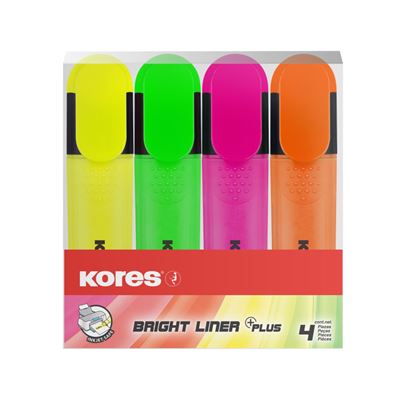 Obrázek Zvýrazňovač Kores Bright Liner / sada 4 ks