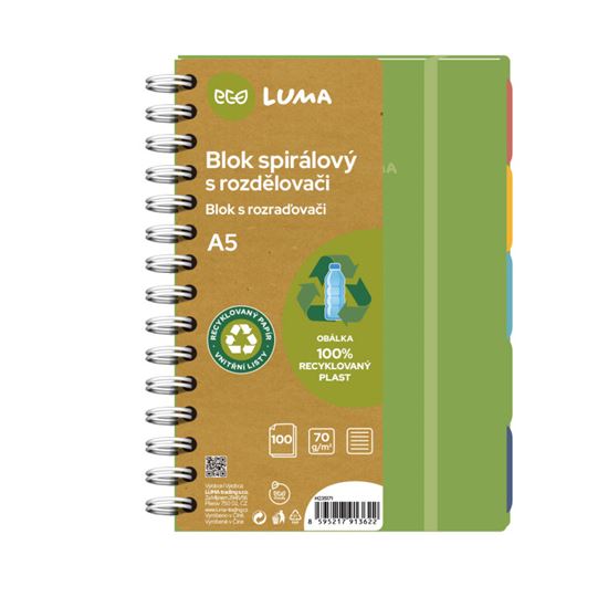 Obrázek z Blok kroužkový ECO LUMA s rozdělovači - A5 / linka