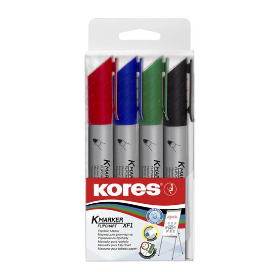 Obrázek z Popisovač Kores K-Marker Flipchart - sada 4 ks / kulatý hrot