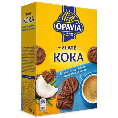 Obrázek Opavia Zlaté Koka sušenky s kokosem a kakaem 180g