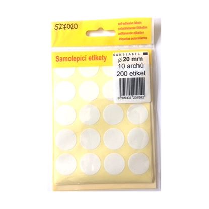 Obrázek Samolepicí etikety v sáčku - kulaté prům.20mm / 200 etiket