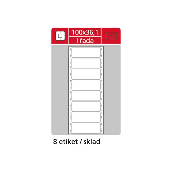 Obrázek z Tabelační etikety s vodící drážkou - 100 x 36,1 mm jednořadé 200 etiket / 25 skladů