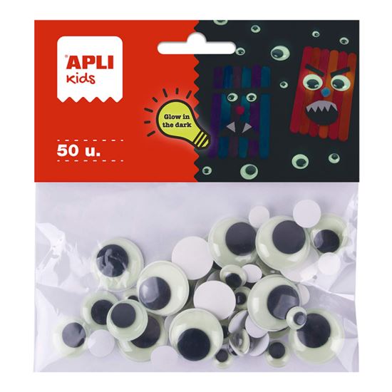 Obrázek z Samolepicí očička APLI svítící ve tmě / 50 ks