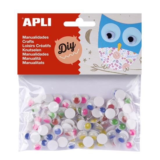 Obrázek z Samolepicí očička APLI kulaté / mix barev / 100 ks