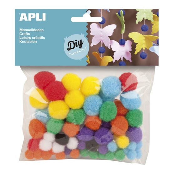 Obrázek z Kuličky POM POM APLI - barevné / 78 ks