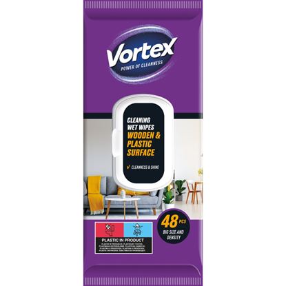 Obrázek Vlhčené ubrousky VORTEX - na dřevěné povrchy / 48 ks