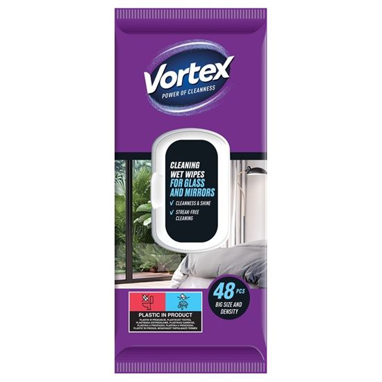Obrázek z Vlhčené ubrousky VORTEX - Sklo a zrcadla 48 ks