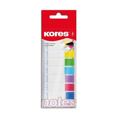 Obrázek Samolepicí záložky Kores Index Strips - 8 x 15 lístků / průhledné