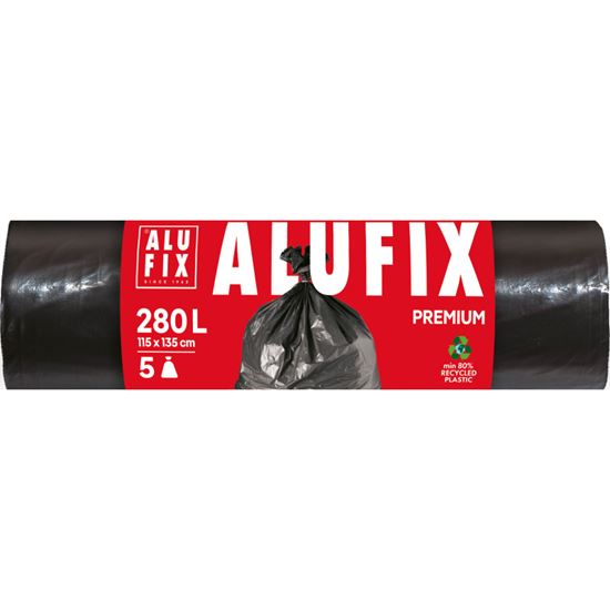 Obrázek z Pytle na odpad Alufix Premium - 115x135cm / 280l / 60my / 5ks / černá