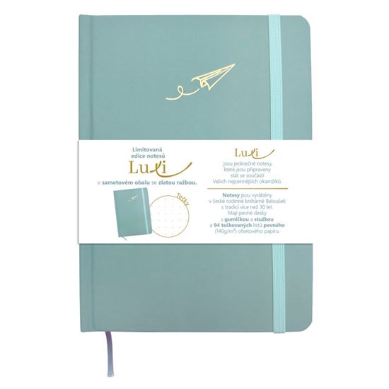 Obrázek z Blok Luxi A5 - tečkovaný / 96 listů / ledově modrá vlaštovka