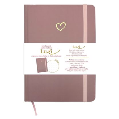 Obrázek Blok Luxi A5 - tečkovaný / 96 listů / starorůžová srdce