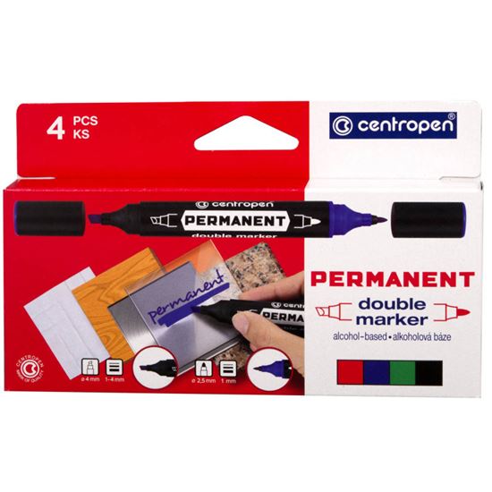 Obrázek z Značkovač Centropen DOUBLE 1666 permanent / sada 4 ks