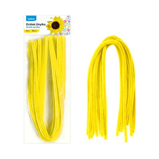 Obrázek z Drátek žinylka 500 x 8mm - žlutá / 10ks