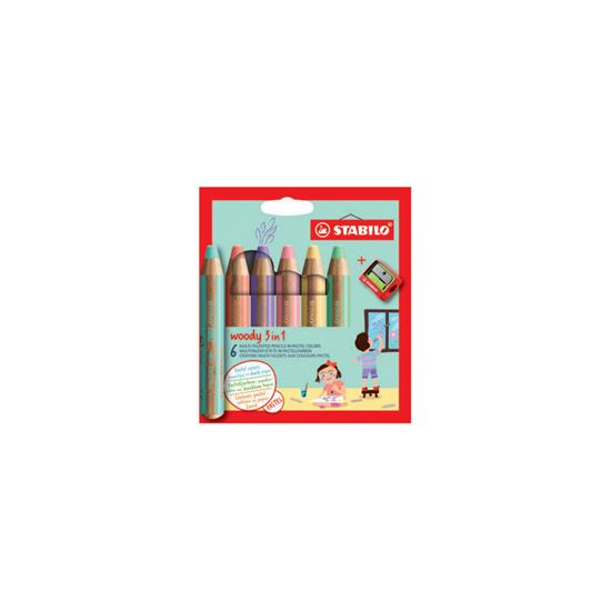 Obrázek z Pastelky STABILO® Woody PASTEL 3v1 / 6 barev