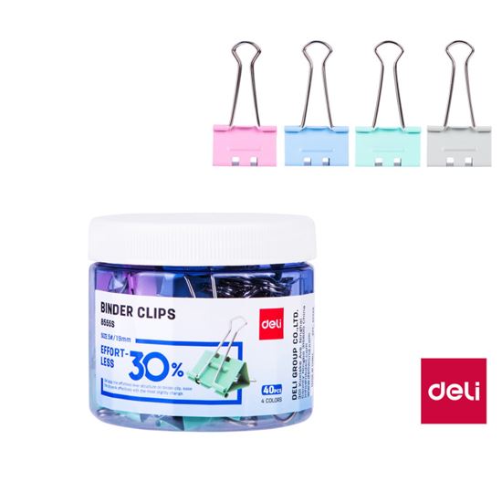 Obrázek z Klipy kovové pastelové DELI - 19 mm / 40 ks