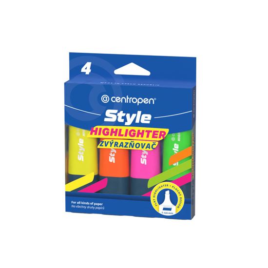 Obrázek z Zvýrazňovač Centropen 6252 Style Fluo - sada 4 ks