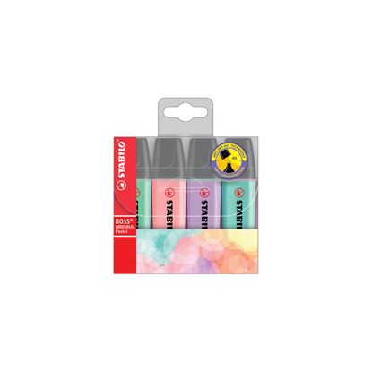 Obrázek Zvýrazňovač STABILO® BOSS ORIGINAL PASTEL / sada 4 ks