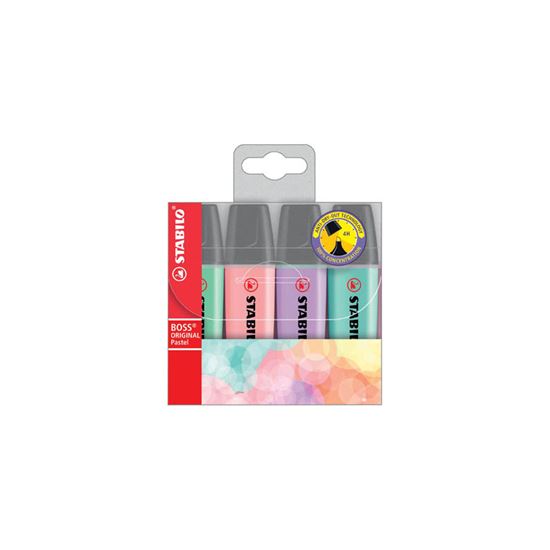 Obrázek z Zvýrazňovač STABILO® BOSS ORIGINAL PASTEL / sada 4 ks