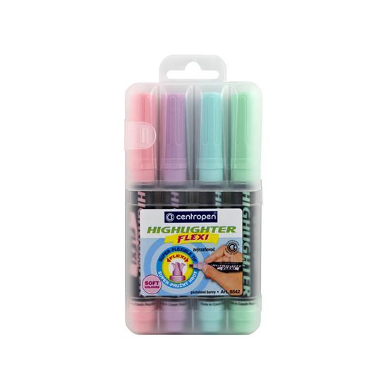 Obrázek z Zvýrazňovač Centropen Flexi Soft pastel 8542 / sada 4 ks