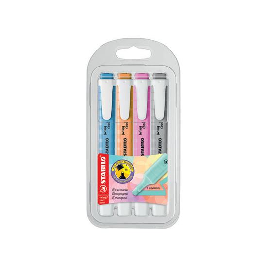 Obrázek z Zvýrazňovač STABILO® SWING COOL Pastel / sada 4 ks