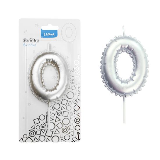 Obrázek z Svíčka dortová č. 0 - stříbrná