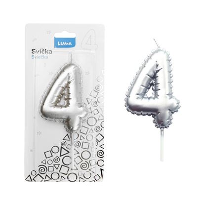 Obrázek Svíčka dortová č. 4 - stříbrná