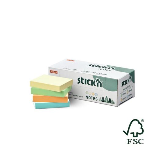 Obrázek z Samolepicí bločky Stick´n by Hopax FSC - 38 x 51 mm / 12 x 100 l / mix pastel