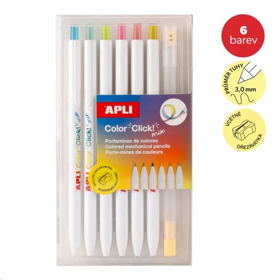 Obrázek z Pastelky APLI Color Click Rainbow - 6 barev + ořezávátko