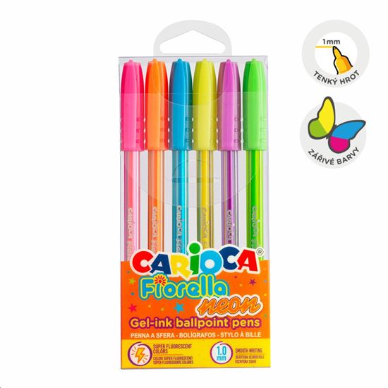 Obrázek z Gelový roller Carioca Fiorella - 6 ks / mix neon