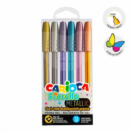 Obrázek z Gelový roller Carioca Fiorella - 6 ks / mix metal