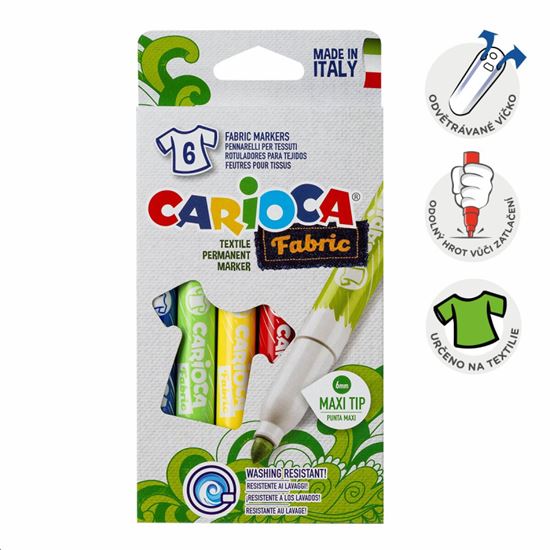 Obrázek z Popisovače Carioca na textil Maxi - 6 ks