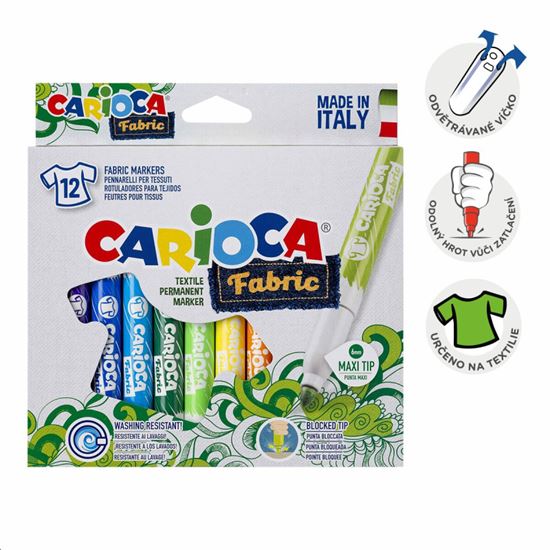 Obrázek z Popisovače Carioca na textil Maxi - 12 ks
