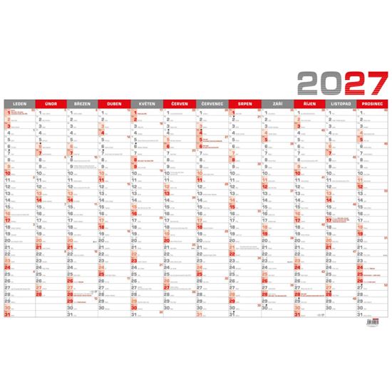 Obrázek z Plánovací roční nástěnná mapa - červená / BKA5