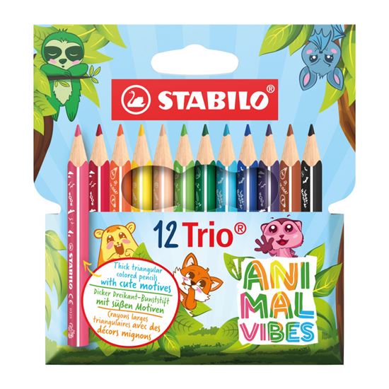 Obrázek z Pastelky STABILO® Trio Animal Vibes MINI - 12 ks