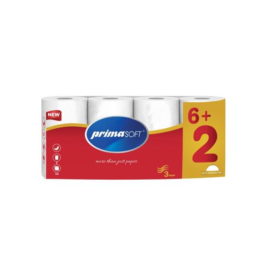Obrázek z Papír toaletní PrimaSoft - 3- vrstvý / 6+2 rolí