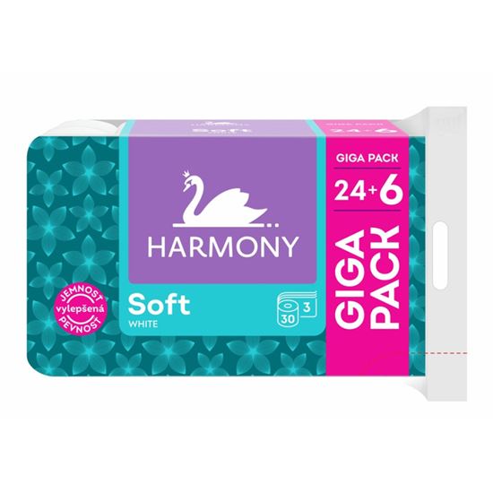 Obrázek z Papír toaletní Harmony Soft White 3-vrstvý / 30 ks