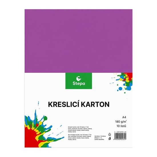 Obrázek z Barevný karton - A4 / 180 g / 10 listů / barevný mix