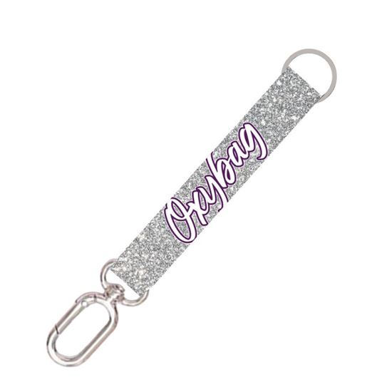 Obrázek z Klíčenka krátká s karabinkou - Silver glitter