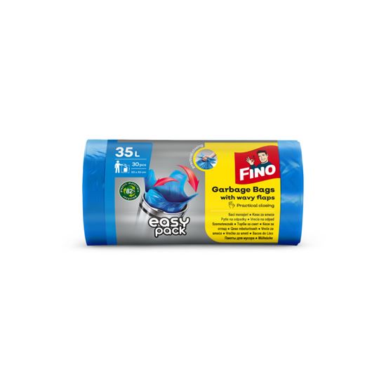 Obrázek z Pytle do koše FINO Easy Pack vázací - 50x55 cm / 35 l / 15 my / 30 ks / modrá